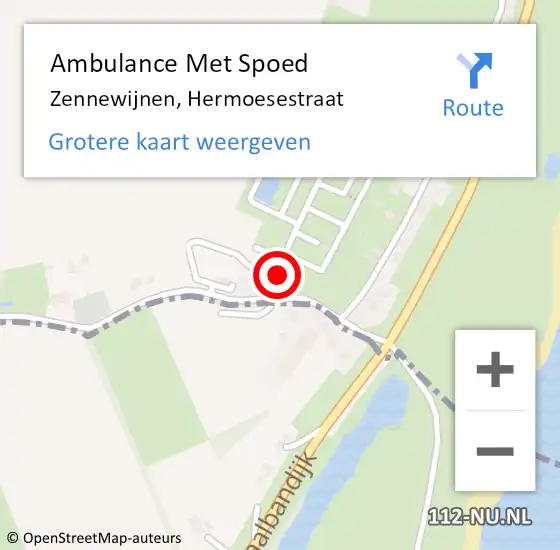 Locatie op kaart van de 112 melding: Ambulance Met Spoed Naar Zennewijnen, Hermoesestraat op 17 juni 2022 21:22
