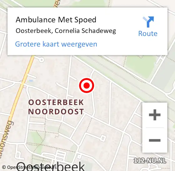 Locatie op kaart van de 112 melding: Ambulance Met Spoed Naar Oosterbeek, Cornelia Schadeweg op 17 juni 2022 21:56