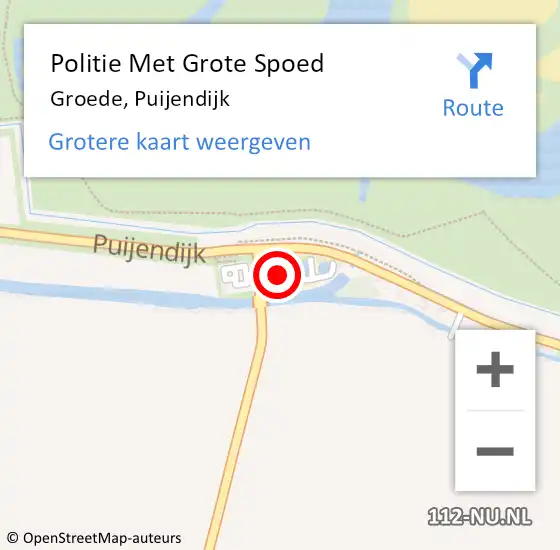 Locatie op kaart van de 112 melding: Politie Met Grote Spoed Naar Groede, Puijendijk op 17 juni 2022 22:07
