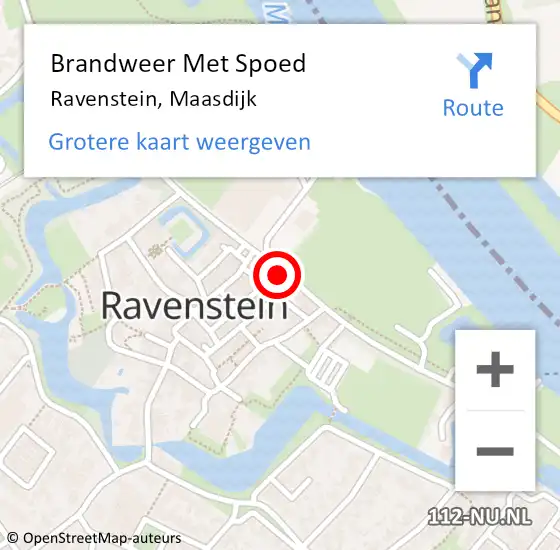Locatie op kaart van de 112 melding: Brandweer Met Spoed Naar Ravenstein, Maasdijk op 17 juni 2022 23:37