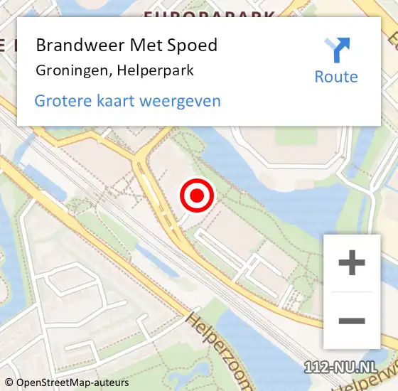 Locatie op kaart van de 112 melding: Brandweer Met Spoed Naar Groningen, Helperpark op 18 juni 2022 00:01
