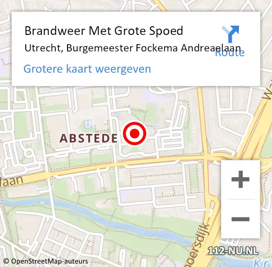 Locatie op kaart van de 112 melding: Brandweer Met Grote Spoed Naar Utrecht, Burgemeester Fockema Andreaelaan op 18 juni 2022 00:41