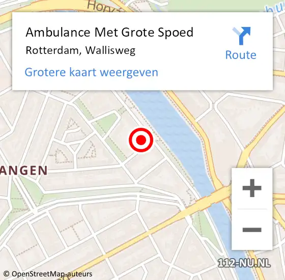 Locatie op kaart van de 112 melding: Ambulance Met Grote Spoed Naar Rotterdam, Wallisweg op 18 juni 2022 01:34