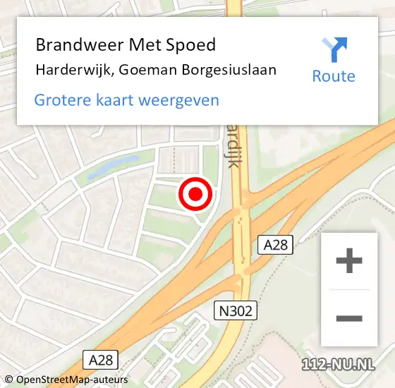 Locatie op kaart van de 112 melding: Brandweer Met Spoed Naar Harderwijk, Goeman Borgesiuslaan op 18 juni 2022 01:54