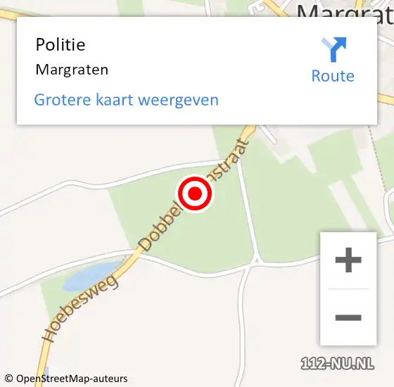 Locatie op kaart van de 112 melding: Politie Margraten op 18 juni 2022 02:13