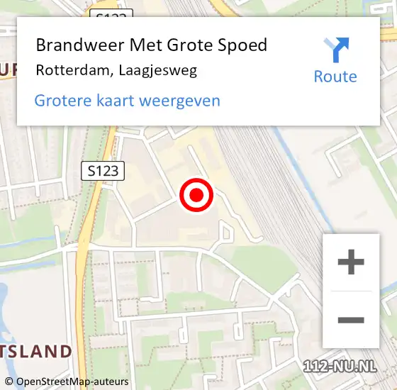 Locatie op kaart van de 112 melding: Brandweer Met Grote Spoed Naar Rotterdam, Laagjesweg op 18 juni 2022 03:33