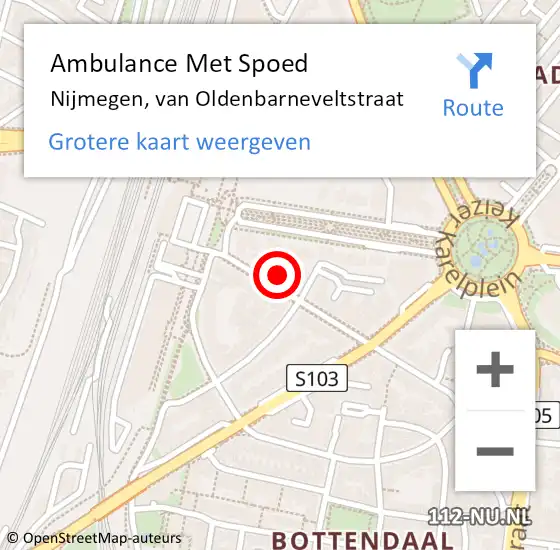 Locatie op kaart van de 112 melding: Ambulance Met Spoed Naar Nijmegen, van Oldenbarneveltstraat op 18 juni 2022 06:10