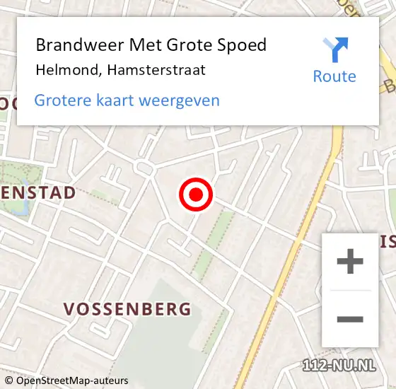 Locatie op kaart van de 112 melding: Brandweer Met Grote Spoed Naar Helmond, Hamsterstraat op 18 juni 2022 08:39