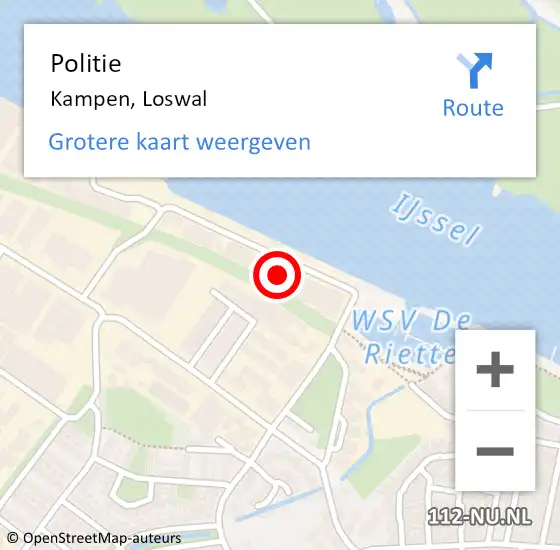 Locatie op kaart van de 112 melding: Politie Kampen, Loswal op 18 juni 2022 08:52
