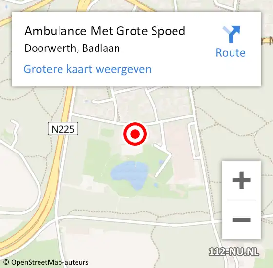 Locatie op kaart van de 112 melding: Ambulance Met Grote Spoed Naar Doorwerth, Badlaan op 18 juni 2022 11:01