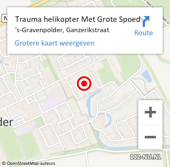 Locatie op kaart van de 112 melding: Trauma helikopter Met Grote Spoed Naar 's-Gravenpolder, Ganzerikstraat op 18 juni 2022 11:23