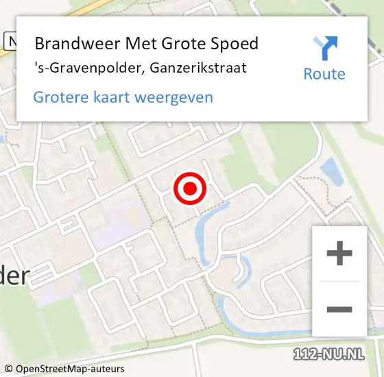 Locatie op kaart van de 112 melding: Brandweer Met Grote Spoed Naar 's-Gravenpolder, Ganzerikstraat op 18 juni 2022 11:27