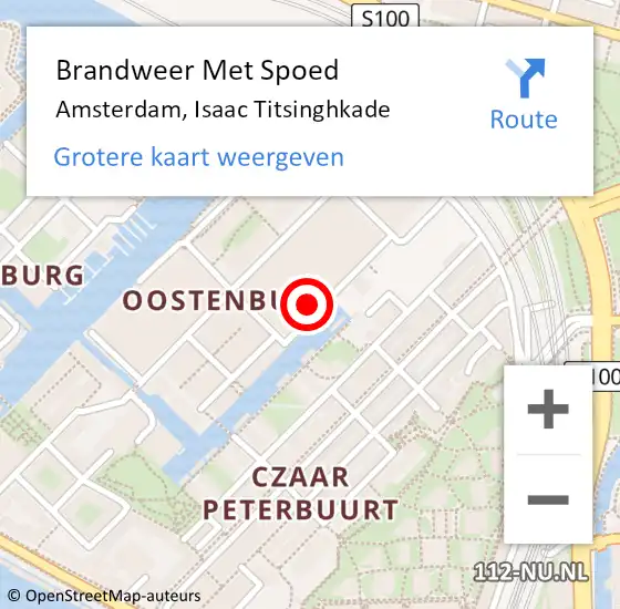 Locatie op kaart van de 112 melding: Brandweer Met Spoed Naar Amsterdam, Isaac Titsinghkade op 18 juni 2022 11:49