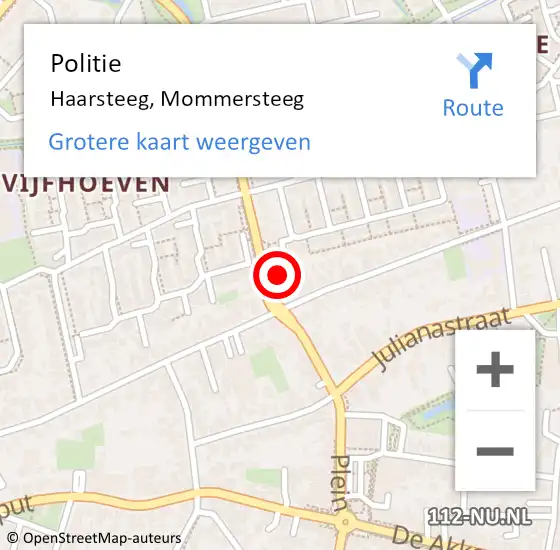 Locatie op kaart van de 112 melding: Politie Haarsteeg, Mommersteeg op 18 juni 2022 13:23