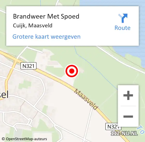 Locatie op kaart van de 112 melding: Brandweer Met Spoed Naar Cuijk, Maasveld op 18 juni 2022 15:42
