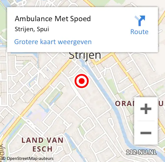Locatie op kaart van de 112 melding: Ambulance Met Spoed Naar Strijen, Spui op 18 juni 2022 16:27