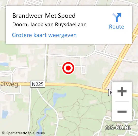 Locatie op kaart van de 112 melding: Brandweer Met Spoed Naar Doorn, Jacob van Ruysdaellaan op 18 juni 2022 17:47