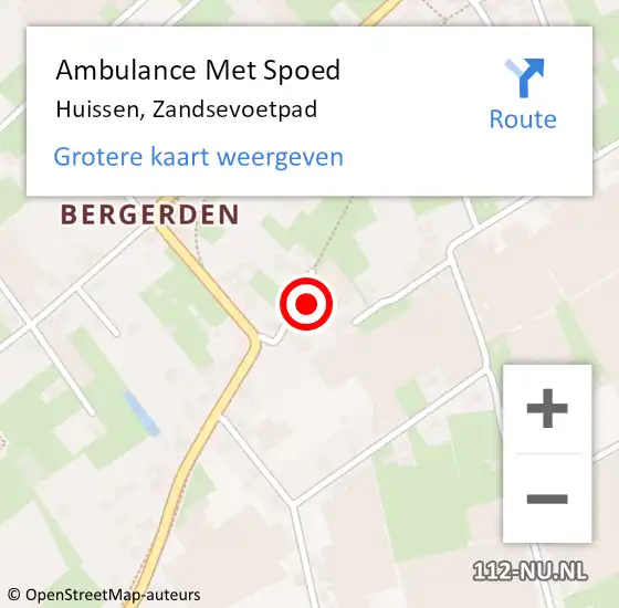 Locatie op kaart van de 112 melding: Ambulance Met Spoed Naar Huissen, Zandsevoetpad op 18 juni 2022 17:54