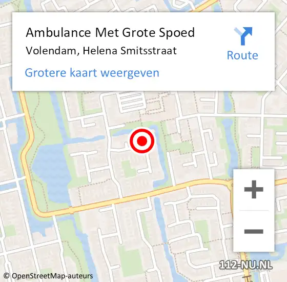 Locatie op kaart van de 112 melding: Ambulance Met Grote Spoed Naar Volendam, Helena Smitsstraat op 18 juni 2022 17:55