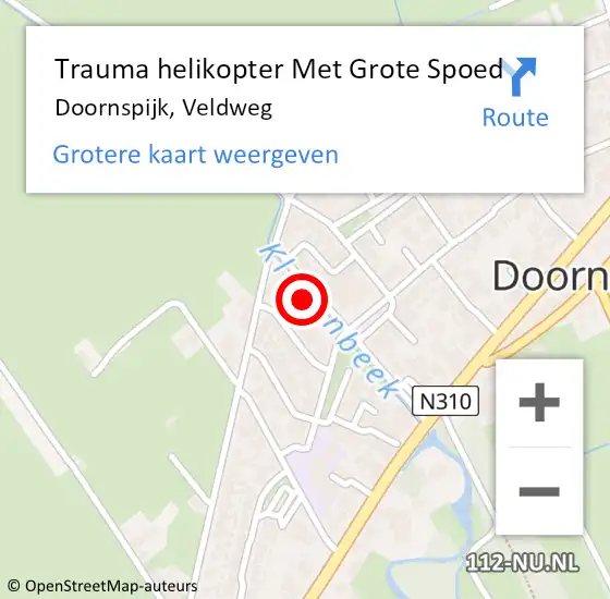 Locatie op kaart van de 112 melding: Trauma helikopter Met Grote Spoed Naar Doornspijk, Veldweg op 18 juni 2022 19:59