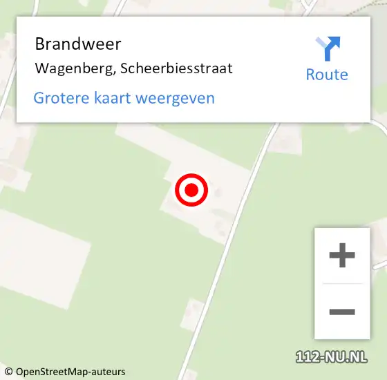 Locatie op kaart van de 112 melding: Brandweer Wagenberg, Scheerbiesstraat op 18 juni 2022 20:20