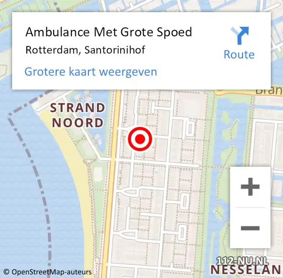 Locatie op kaart van de 112 melding: Ambulance Met Grote Spoed Naar Rotterdam, Santorinihof op 18 juni 2022 20:35