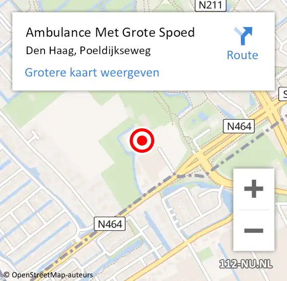 Locatie op kaart van de 112 melding: Ambulance Met Grote Spoed Naar Den Haag, Poeldijkseweg op 18 juni 2022 21:31