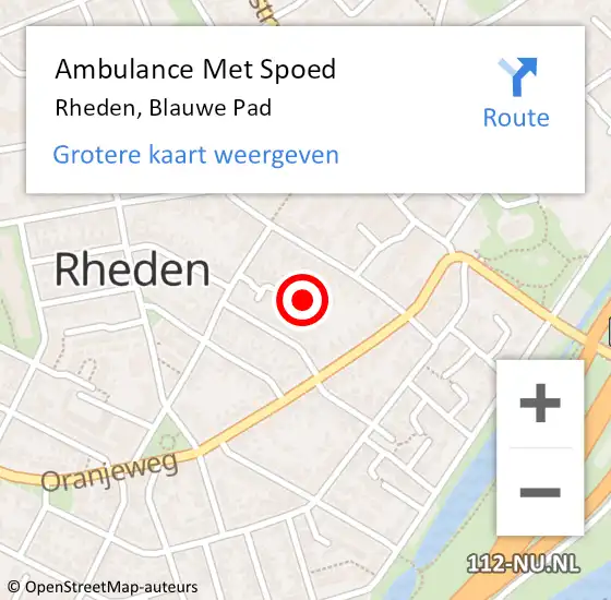 Locatie op kaart van de 112 melding: Ambulance Met Spoed Naar Rheden, Blauwe Pad op 19 juni 2022 01:20