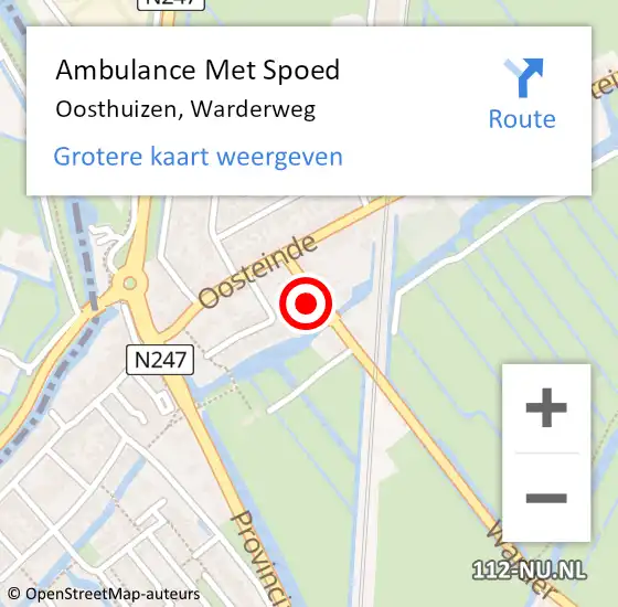 Locatie op kaart van de 112 melding: Ambulance Met Spoed Naar Oosthuizen, Warderweg op 19 juni 2022 02:58