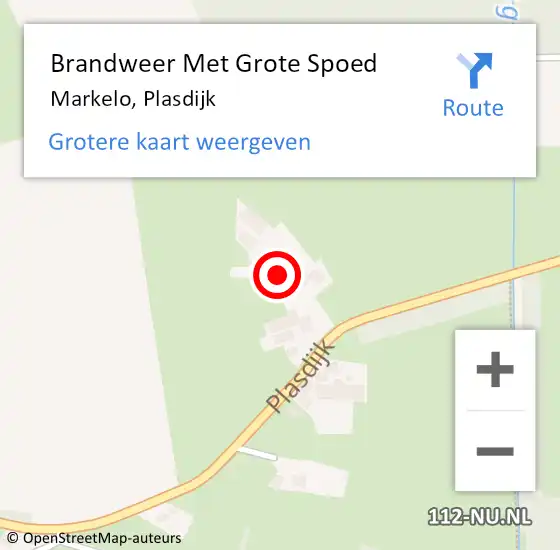 Locatie op kaart van de 112 melding: Brandweer Met Grote Spoed Naar Markelo, Plasdijk op 19 juni 2022 11:07