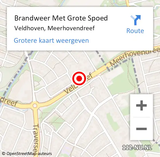 Locatie op kaart van de 112 melding: Brandweer Met Grote Spoed Naar Veldhoven, Meerhovendreef op 19 juni 2022 11:48