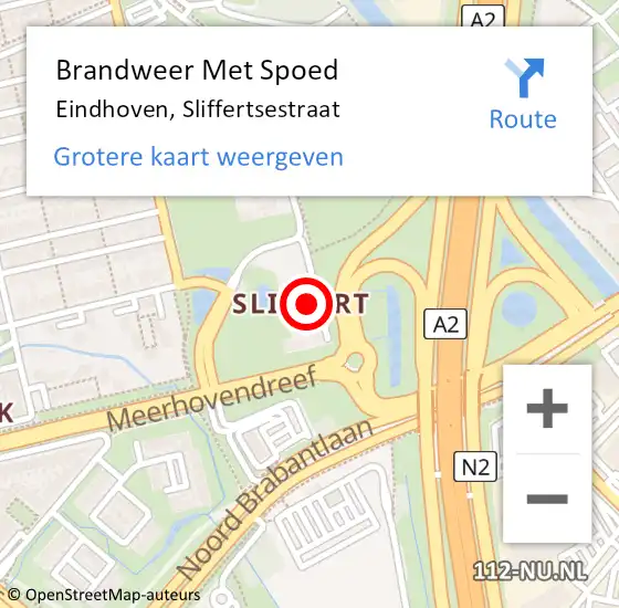 Locatie op kaart van de 112 melding: Brandweer Met Spoed Naar Eindhoven, Sliffertsestraat op 19 juni 2022 14:15