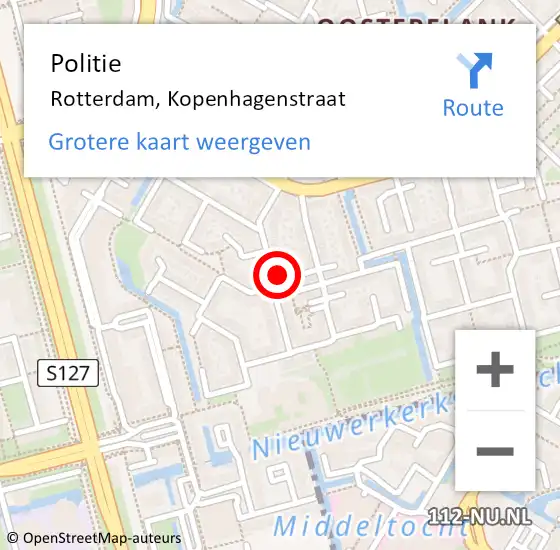 Locatie op kaart van de 112 melding: Politie Rotterdam, Kopenhagenstraat op 19 juni 2022 16:35