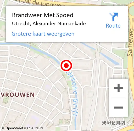 Locatie op kaart van de 112 melding: Brandweer Met Spoed Naar Utrecht, Alexander Numankade op 19 juni 2022 16:54