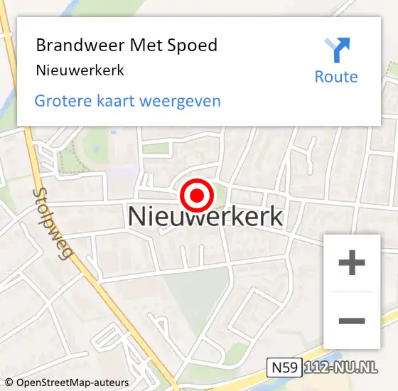 Locatie op kaart van de 112 melding: Brandweer Met Spoed Naar Nieuwerkerk op 19 juni 2022 17:46
