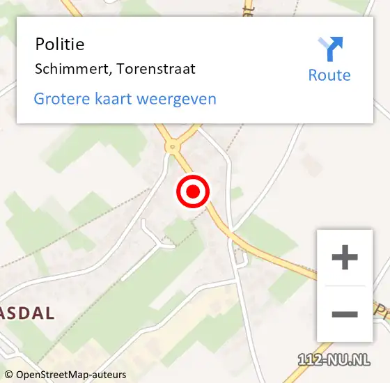 Locatie op kaart van de 112 melding: Politie Schimmert, Torenstraat op 19 juni 2022 18:19