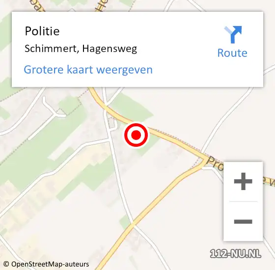 Locatie op kaart van de 112 melding: Politie Schimmert, Hagensweg op 19 juni 2022 18:20