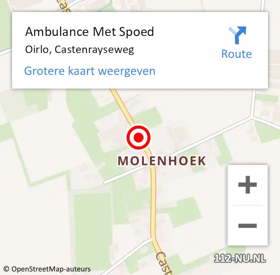 Locatie op kaart van de 112 melding: Ambulance Met Spoed Naar Oirlo, Castenrayseweg op 20 juli 2014 18:36
