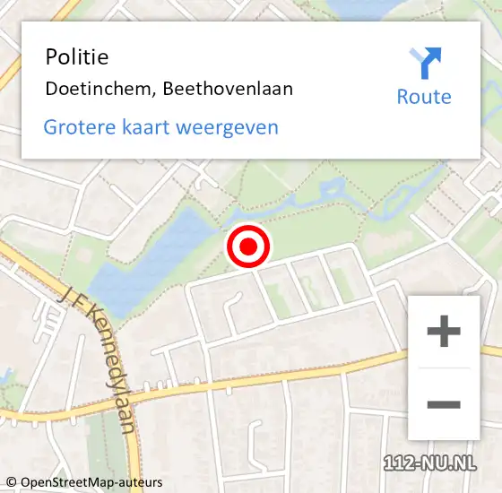 Locatie op kaart van de 112 melding: Politie Doetinchem, Beethovenlaan op 19 juni 2022 20:46