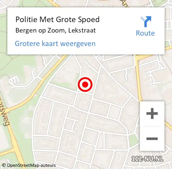 Locatie op kaart van de 112 melding: Politie Met Grote Spoed Naar Bergen op Zoom, Lekstraat op 19 juni 2022 20:59