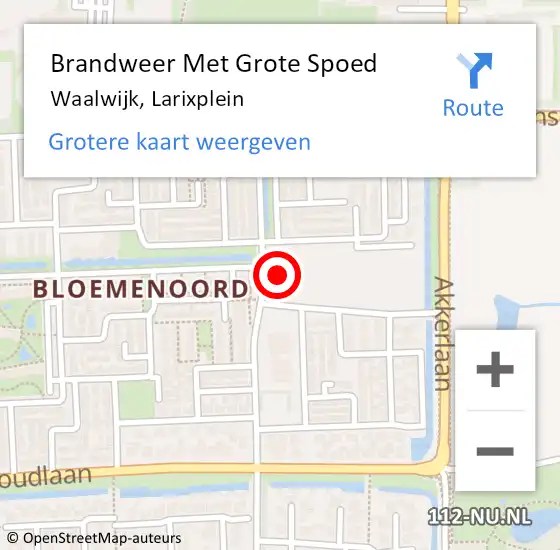 Locatie op kaart van de 112 melding: Brandweer Met Grote Spoed Naar Waalwijk, Larixplein op 19 juni 2022 21:14