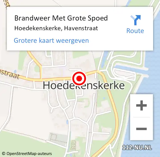 Locatie op kaart van de 112 melding: Brandweer Met Grote Spoed Naar Hoedekenskerke, Havenstraat op 19 juni 2022 21:50