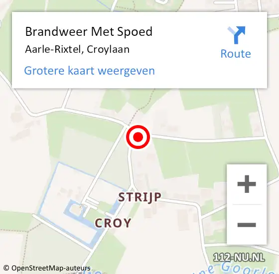 Locatie op kaart van de 112 melding: Brandweer Met Spoed Naar Aarle-Rixtel, Croylaan op 19 juni 2022 23:54
