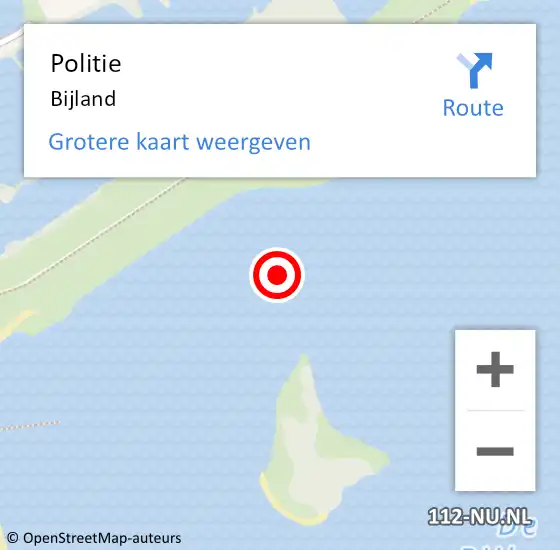 Locatie op kaart van de 112 melding: Politie Bijland op 20 juni 2022 07:06