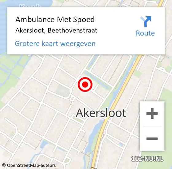Locatie op kaart van de 112 melding: Ambulance Met Spoed Naar Akersloot, Beethovenstraat op 20 juni 2022 09:10