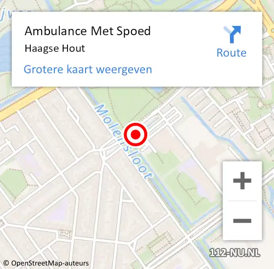 Locatie op kaart van de 112 melding: Ambulance Met Spoed Naar Haagse Hout op 20 juni 2022 09:59
