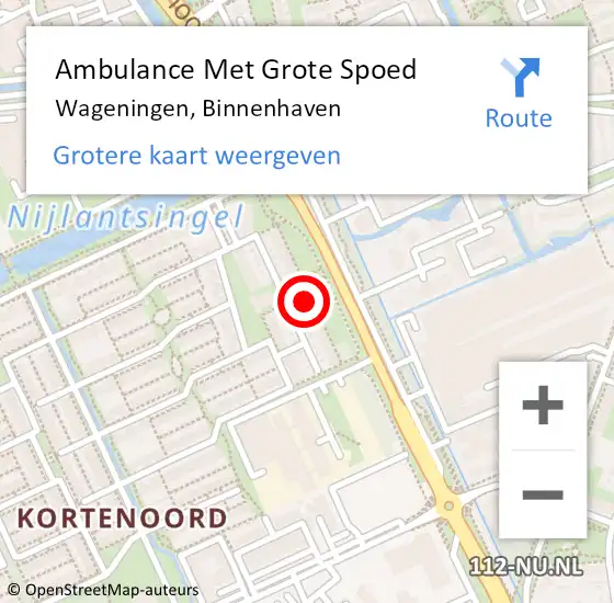 Locatie op kaart van de 112 melding: Ambulance Met Grote Spoed Naar Wageningen, Binnenhaven op 20 juni 2022 10:32