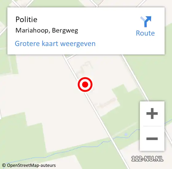 Locatie op kaart van de 112 melding: Politie Mariahoop, Bergweg op 20 juni 2022 10:59