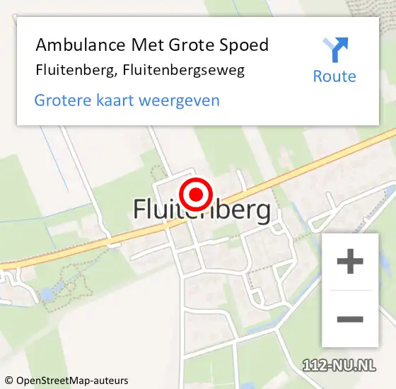 Locatie op kaart van de 112 melding: Ambulance Met Grote Spoed Naar Fluitenberg, Fluitenbergseweg op 20 juni 2022 11:56