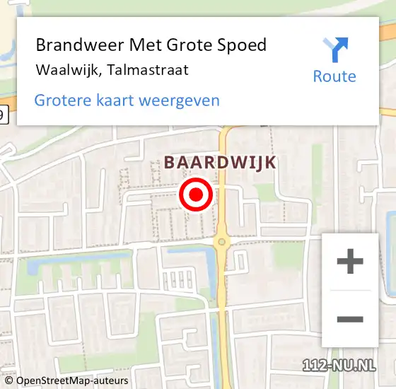 Locatie op kaart van de 112 melding: Brandweer Met Grote Spoed Naar Waalwijk, Talmastraat op 20 juni 2022 12:12